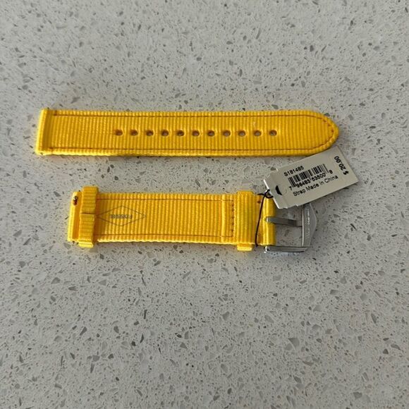 NWT Fossil Yellow Watch Strap Watchband Belt Silver Buckle 18mm - Picture 5 of 8